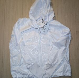 Zyia White Zip-Up Bomber Wind Jacket
